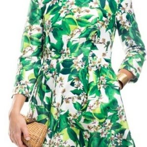 Blaque Label long sleeve tropical palm leaf dress